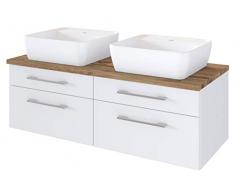 Doppel-Waschtisch Waschplatz Badschrank Handwaschplatz Badmöbel Davos I Weiß/Weiß-Matt