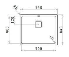 Pyramis 101023901 LUME (50X40) 1B Einbaubecken flächenbündig Edelstahl, poliert, 50 x 40 cm