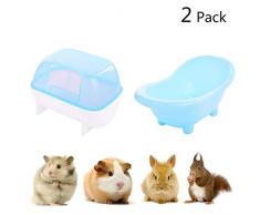 Kuoser Hamster-Badewanne und Saunahaus, für den Sommer, kühler Kunststoff, für kleine Tiere, Chinchilla, goldene Bären, Hamster, Wüstenmaus, 2 Stück