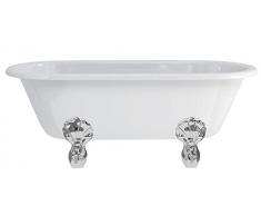 Casa Padrino Jugendstil Badewanne freistehend 1700mm BWin Weiß - Freistehende Retro Antik Badewanne, Badewannen Füsse:Standard Classical Schwarz