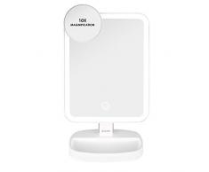 Auxmir Kosmetikspiegel mit LED Licht, Tischspiegel Rasierspiegel Schminkspiegel Beleuchtet mit Blendfreier Bleuchtung und Dimmbarer Helligkeit für Schminken, Rasieren und Gesichtspflege