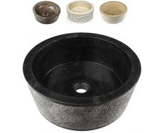Divero Designbecken Marmor Naturstein Aufsatz-Waschbecken Palermo Handwaschbecken Waschschale Stein poliert rund schwarz