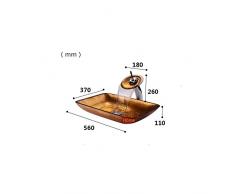 HomeLava Gehärtetes Glas Waschbecken mit Wasserfall Wasserhahn, Wasserablauf und Montage Ring