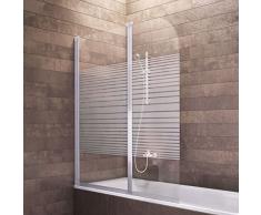 Der Renovierungsprofi Badewannenaufsatz Duschabtrennung Badewanne Köln 140x114 cm vom Renovierungsprofi, Sicherheitsglas Dekor Querstreifen, Profile alu natur, 4056397001287