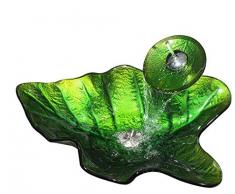 Homelava Modern Gehärtetes Glas Waschbecken Blatt Design Glas Aufsatz Waschschale mit Wasserfall Wasserhahn (Grün)