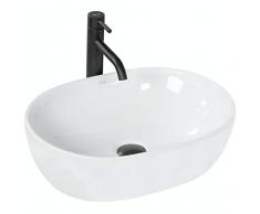 VBChome Waschbecken 48 x 34 klein Keramik Oval Waschtisch Handwaschbecken AUFSATZWASCHBECKEN WASCHSCHALE GÄSTE WC (AM48)