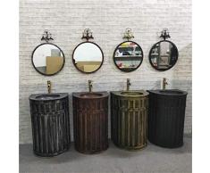 MU Haushalt Waschbecken, Eisen Kunst, Persönlichkeit Metall Pail Loft Industrie Art-Fußboden-Stehendes Waschbecken mit Wasserhahn,Red Copper