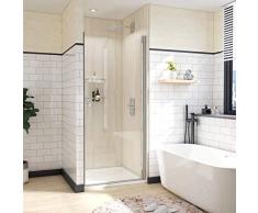 WELMAX Duschtür 90 cm Nischentür Duschabtrennung Duschkabine mit Pendeltür Duschwand Schwingtür Dusche 6mm ESG Glas mit Beidseitiger Nano Beschichtung Höhe 185cm