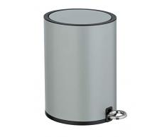 Wenko Kosmetik Treteimer Monza Easy Close Kosmetikeimer, Mülleimer mit Absenkautomatik Fassungsvermögen 3 l, Stahl, Grau, 18,5 x 25,5 x 24,5 cm
