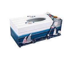 TOPBATHY Holz Tissue Box Kosmetiktücherbox Mediterraner Stil Kleenexbox Maritime Tischdeko Taschentuchbox Kosmetiktuchspender Kosmetiktuch Box Nautische Geschenke für Zuhause Büro
