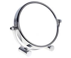 HIMRY Designed Kosmetik Spiegel/Kosmetikspiegel, 360° drehbar. zweiseitig: normal und 5 - Fach Vergrößerung. Standspiegel, Rasierspiegel, Badezimmerspiegel. verchromten, KXD3104-5x