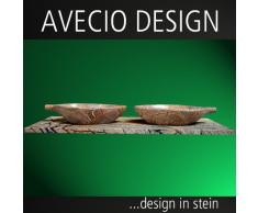 Naturstein Doppel Waschtisch mit Avecio Blattwaschbecken aus Marmor