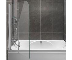 Homelux Badewannenaufsatz Badewannenfaltwand Faltduschwand (B x H) 95 X 140 cm, Sicherheitsglas 6 mm mit Lotuseffekt