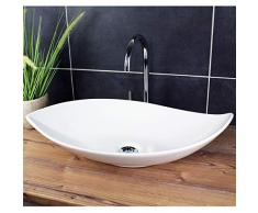 Design Waschbecken Aufsatzwaschbecken 66,5 x 40 cm länglich Weiß Waschschale Modern Keramik