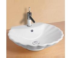 NEG Waschbecken Uno38A (Muschel-Form/oval) Aufsatz-Waschschale/Waschtisch (weiß) mit geschwungenem Rand und Nano-Beschichtung