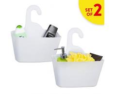 Tatkraft POSH | Weisse Duschablage 2fach, Duschregal Zum Einhängen | Stabiles, Tragstarkes Hartplastik | Einfach Zum Einhaken | Maße 28x12x31 cm