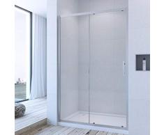 AQUABATOS® 140 cm Duschabtrennung Duschtür Nischentür Schiebetür Duschwand 6mm ESG Glas Höhe 185 cm