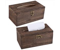 Garsent Tissue-Box aus Bambus, Vintage Holz Kosmetiktücher Box Kleenexbox für Zuhause Hotel Anwendung (Braun)(22x12x10)
