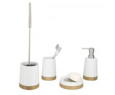 WENKO 17677611 Seifenablage Bamboo - Seifenschale, Keramik, 11.5 x 3.8 x 11.5 cm, Weiß