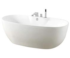 Freistehende Badewanne ROMA PLUS Acryl weiß - 170 x 80 cm, Vormontage:Mit Vormontage (5 Werktage), Wannenarmatur:Mit Wannenarmatur 6080 Chrom
