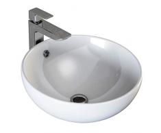 VILSTEIN© Keramik Waschbecken Aufsatz-Waschbecken Aufsatz-Waschschale Waschtisch rund weiss ca. 44 cm