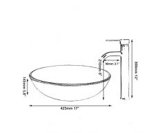 shuip Wasserhahn/Badzubehör Design Handbemalte Waschbecken Gehärtetes Waschbecken aus Glas mit Messing Schwarz Kugel Wasserhahn Mischer Waschbecken Set
