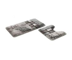 FD-Workstuff Badematten-Garnitur „Hamburg“ │ grau │ 2 Teile │ Badvorleger 50 x 90 cm │ WC-Vorleger 50 x 45 cm (mit Ausschnitt) │ Bad │ Badewannen- / Toiletten-Vorleger