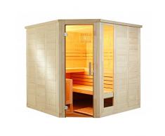 Komfort Corner 206x206x204cm Saunakabine Fichtenkabine mit Linden-Einrichtung ohne Technik