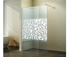 Walk in Duschabtrennung Scherben-Design Spiegel Duschwand Dusche Glas freistehend Seitenwand ESG 200 cm, Breite:140 cm