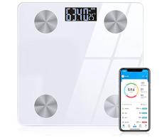 sinocare Körperfettwaage, Waage mit Körperfett und Muskelmasse, Bluetooth Personenwaage/Körperanalysewaage mit App für BMI, Gewicht, Wasser, Protein, Knochengewicht, usw. kg & lb