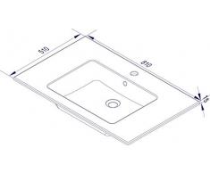 FACKELMANN Waschbecken KERA 810 / Waschtisch aus Keramik/Maße (B x H x T): ca. 81 x 16,5 x 51 cm/Einbauwaschbecken/hochwertiges Becken fürs Badezimmer und WC/Farbe: Weiß/Breite: 81 cm