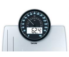Beurer, GS 58 Glaswaage Personenwaage mit rundem Cockpit-Display mit analoger, digitaler Anzeige und Erinnerungsfunktion für vergleichbare Wiegeergebnisse