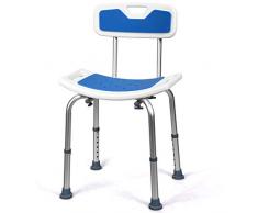 COSTWAY Duschstuhl höhenverstellbar, Duschhocker bis 150kg belastbar, Badehocker rutschfest, Medical Duschstuhl aus Alu, Duschhilfe weiß, Badesitz Badehilfe für Schwangere und Alte
