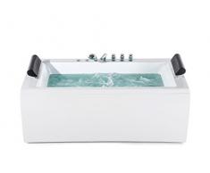 Whirlpool Badewanne Manhattan mit 14 Massage Düsen + LED Unterwasser Beleuchtung / Licht + Wasserfall freistehende Wanne Hot Tub Spa indoor / innen günstig