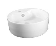 NEG Waschbecken Uno28A (rund) Aufsatz-Waschschale/Waschtisch (weiß) mit hohem Rand und Nano-Beschichtung