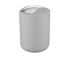 Wenko Kosmetikeimer Brasil S 2 Liter, Badezimmer-Mülleimer mit Schwingdeckel, kleiner Abfalleimer aus bruchsicherem Kunststoff, Ø 14 x 21 cm, grau