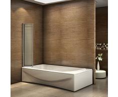 Badewannenaufsatz Duschabtrennung 120x140cm 5-teilig Duschwand für Badewanne Faltbar ESG Sicherheitsglas