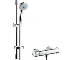 hansgrohe Croma 100 Brauseset 0,65m, 3 Strahlarten mit Seifenablage, Chrom