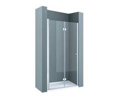 doporro Nischentür Nischenfalttür Ravenna26 100x190cm Falttür Links ESG-Sicherheitsglas Klarglas inkl. beidseitiger Easy-Clean-Beschichtung