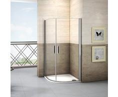 90x90x195cm Viertelkreis Runddusche Duschkabine Duschabtrennung Drehtür Dusche mit Duschtasse PHX