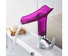 Badezimmerarmaturen Bad- und Duschsysteme Wasserfallwaschbecken Wasserhahn Badwasserfallarmatur Glaswaschbecken Mischbatterie Deckmontage 4-Farben Wählen Sie Waschbeckenmischer