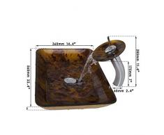 shuip Wasserhahn/Badausstattung Wasserfall Glas Handbemalte Toilette Bad Messing Set Bad Rechteckige Glas Waschbecken Waschbecken Wasserhahn Mischbatterien