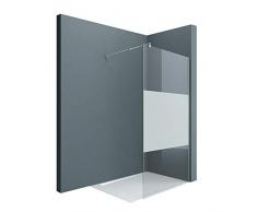 doporro Luxus Duschwand Duschabtrennung Bremen1MS 120x200 Walk-In Dusche mit Stabilisator aus Echtglas 8mm ESG-Sicherheitsglas Klarglas inkl. Nanobeschichtung