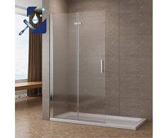 AQUABATOS® 115 x 195 cm Duschabtrennung Faltbar Walk-IN Klappbare Duschwand Glas Duschtrennwand Pendeltür Duschtür aus 6 mm ESG Glas mit Nano Beschichtung