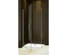 Duschkabine 80x80cm Duschabtrennung Duschtür Drehtür Duschwand Seitenwand NANO Glas 195cm