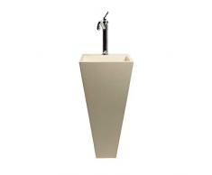wohnfreuden Terrazzo Waschtisch-Säule 40x40x90cm Creme mit Armaturloch Standwaschbecken