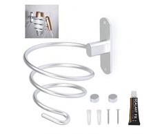 TIMESETL Haartrocknerhalter ohne/mit Bohren Fönhalter, Aluminium Haartrockner Halterung selbstklebend Saugnapf Fönhalter Fönhalterung, Wandmontage Haartrocknerhalterung für Bad Küche Friseurläden