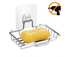 Wangel Seifenschale Seifenhalter ohne Bohren, transparent Klebestreifen Pads, Edelstahl, Poliertes Finish