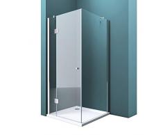 Duschabtrennung Klarglas 90x90, 8mm ESG-Sicherheitsglas, Duschwand aus Echtglas, Nanobeschichtung, Duschkabine R05k