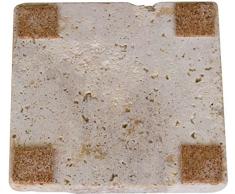 Greendoor Travertin-Stein-Seifenschale / Travertin-Seifenunterlage, getrommelt = antiker Look, abgerundete Kanten, mit Korkpads auf der Unterseite